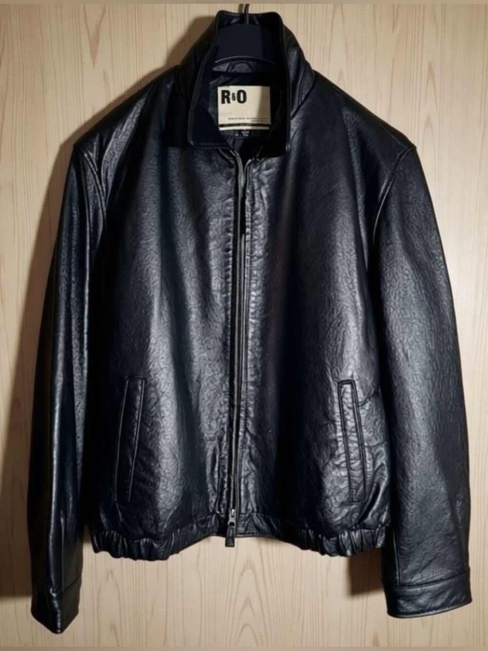Men's Black Leather Classic Zip Jacket Quilted Lining Casual Pristine R&O Bomber - Picture 3 of 15